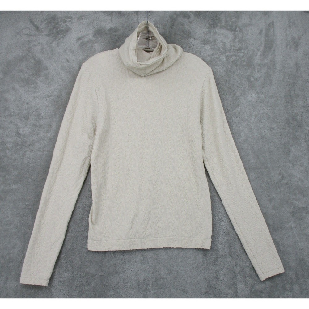 Epoque Evolution Sweater Womens Large Wool Blend Textured Knit Neck Warmer Cream